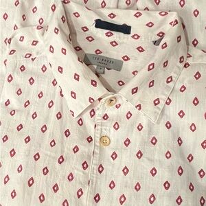 Ted Baker Men's Ginton Button-Down Shirt in Cream Allover Diamond Print